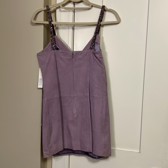 Vakko lavender suede camisole top with beading on the straps. - Picture 2 of 2